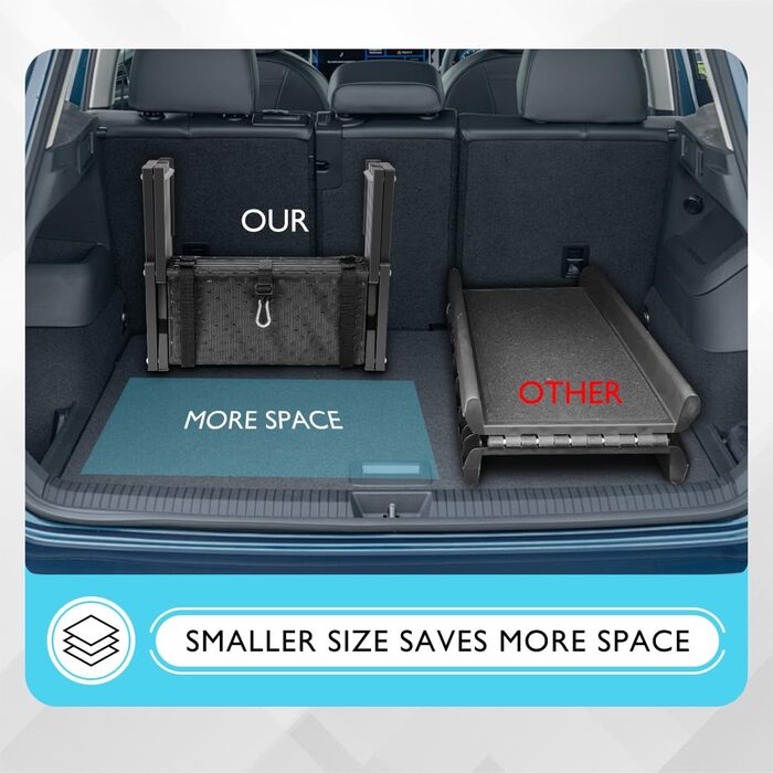 Лебіу - сходинка для собак у машину, портативна складна рамка для собак, SUV, вантажівки, легка рамка для великих собак з антиковзким покриттям, посилена сходинка для собак, підтримує до 90.7 кг, 5 сходинок