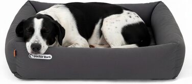 Ортопедичне ліжко для собак Doctor Bark - миється до 95°C, гігієнічне, без запаху, для середніх собак, сірий кошик з лежаком (L - 90x80 см)