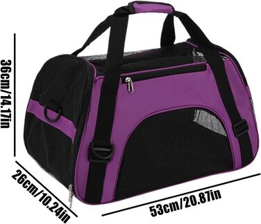 Транспортна переноска для котів та собак, дихаюча багатофункціональна сумка для подорожей, прогулянок, походів та активного відпочинку (пурпурова)