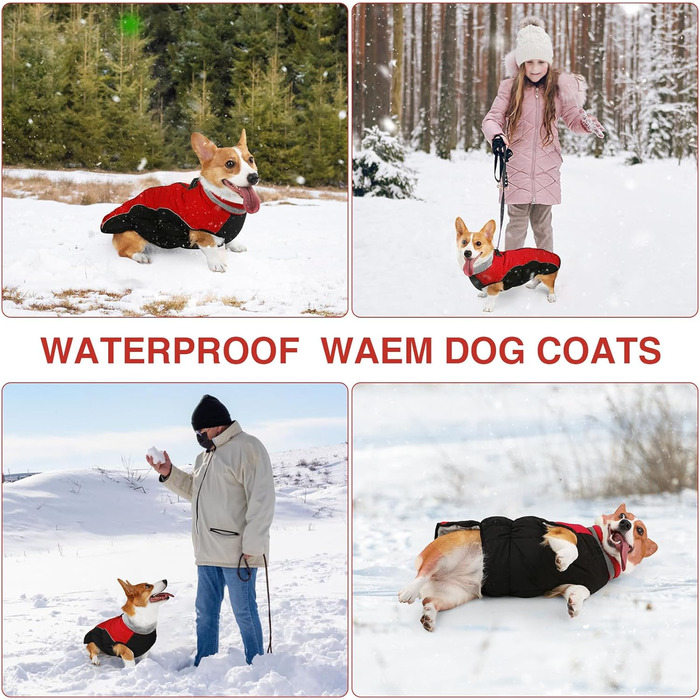 Зимова куртка для собак, водовідштовхувальна, тепла, м'яка, вітрозахисна. Куртка для собак з кріпленням для повідка, світловідбиваючі елементи, застібка-блискавка, регульована блискавка для маленьких та середніх собак (зелена, червона, XL)