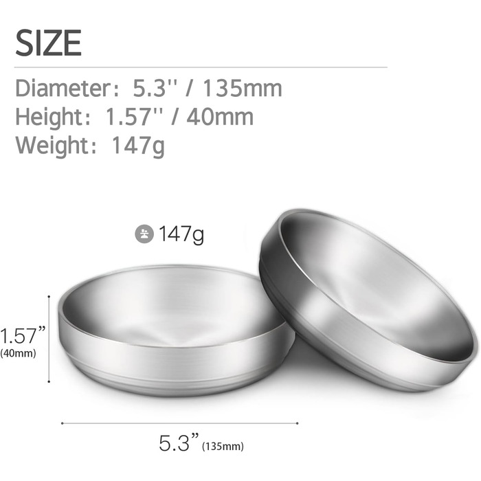 Миски для котів з нержавіючої сталі, широкі та плоскі (2 шт.)