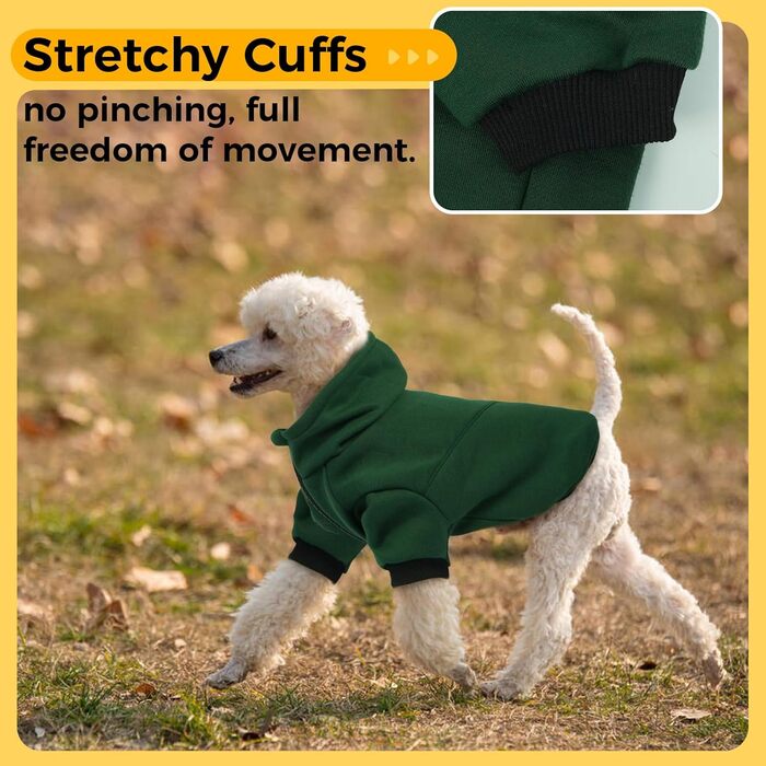 Флісовий худі для собак Lelepet з капюшоном та отвором для повідка, теплий, для осені та зими, напівзастібка, стильний одяг для домашніх тварин, малі, середні та великі породи, XX-Large, зелений