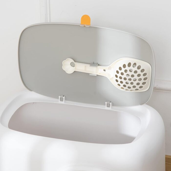 Туалет для котів PawHut з кришкою, пластиковий, білий, до 5 кг, 55x40x39 см