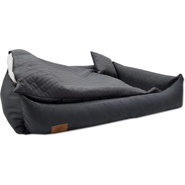 Ліжко для собак Odolplusz XXL, 120x90 см - знімний, водонепроникний чохол, зручний кошик для великих та середніх собак, миється та міцне, Графіт, 80 x 120 x 20 см