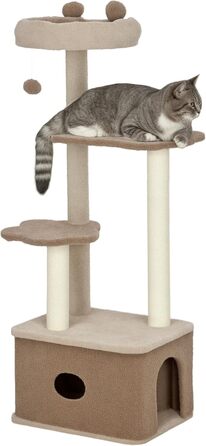 Кігтеточка PawHut для котів, 133 см: багатоярусна з платформами, кулькою та стійкою з джуту, коричнева