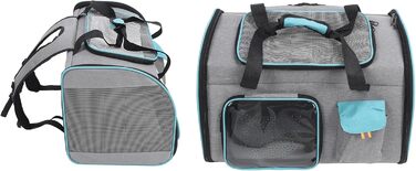 Трансформер для тварин XOYIXOYI: дихаючий рюкзак-переноска для котів та собак, велика місткість, легкий у догляді, для прогулянок на вулиці (сірий та блакитний)