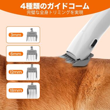 Машинка для стрижки собак AIRROBO з пилососом 12000 Pa, щітка для видалення шерсті, тиха машинка для собак з набором інструментів, контейнер для пилу 1.4L, PG10 Білий (Чорний)