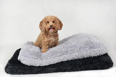 Petzy Плюшевий Ліжко для Собаки 80x60x14 см, М'яке та Пратися, Для Великих, Середніх і Малих Песів, Багатофункціональний Товстий Килимок, Зручна Подушка для Собак і Котів, Світло-сірий, Розмір M