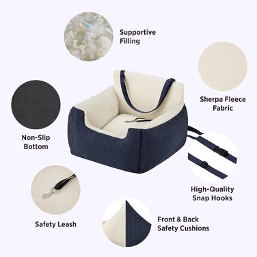 Автокрісло для собак Lesure - блакитне, для маленьких собак, з поворотком для повідка, водовідштовхувальне