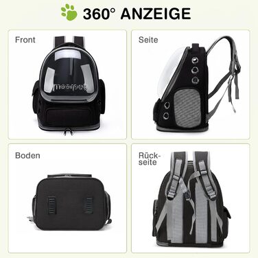 Рюкзак-переноска для котів та собак ALLSOPETS Bubble Carrier – чорний, до 7.5 кг