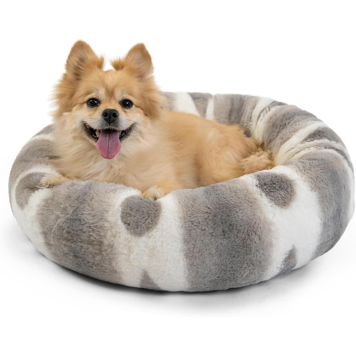 Крісло-лежанка для собак Best Friends by Sheri Hundebett, плюшеве, заспокійливе, у вигляді пончика, 58.4 x 58.4 см, сірого кольору, розмір S