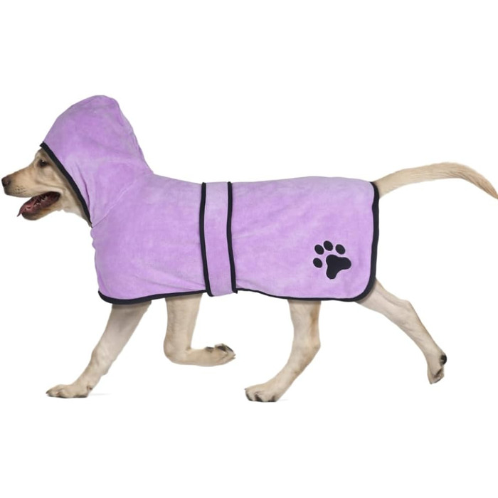 Рушник для собак з капюшоном, вбираючий, для сушіння після купання, для котів та собак усіх порід, L (блакитний) (фіолетовий L)