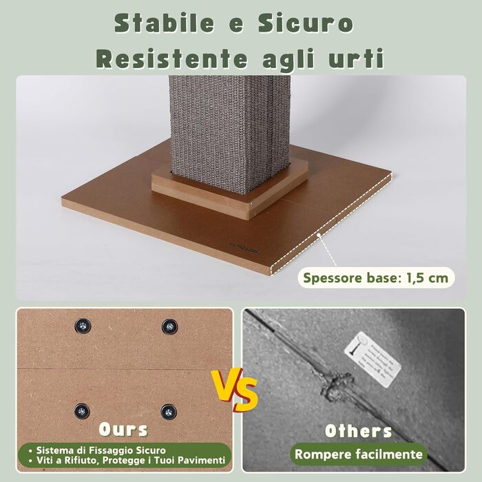 Стовпчик для дряпання котів Ultimate Heavy Duty, велика римська колона, сірий, 40x40x78 см