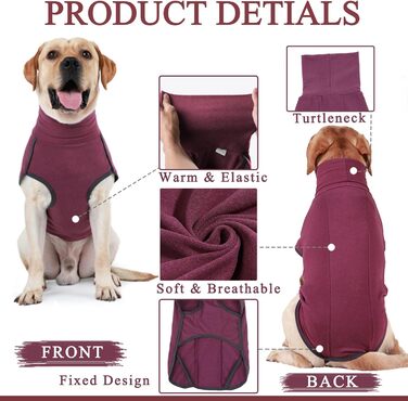 Теплий пуловер для собак, флісовий халат, зимовий халат для собак, пуловер для маленьких, середніх та великих собак - бордовий (S)