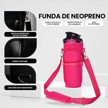 Транспортування фляга для води для собак, включаючи неопренову обгортку, миска для собак, ударостійка та стійка до подряпин, рожева
