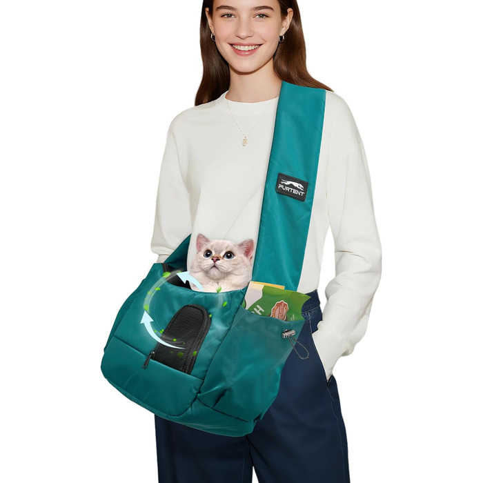 Трансформер для собак та котів до 3,2 кг, дихаюча переноска для тварин, сумка-переноска з кишенями, блакитна