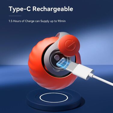 Інтерактивна іграшка для котів - м'ячик з фешкою, акумуляторний, 2 режими, автоматичний, для дому, оранжевий