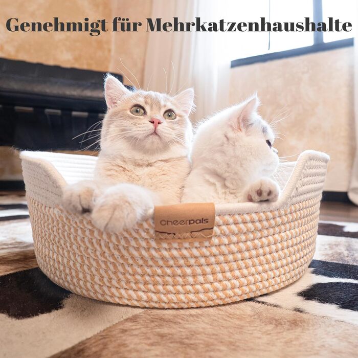 Килимок для котів CheerPals з подушкою, 47 см, бавовняне плетене ліжко, для сну, універсальний, підходить для всіх котів