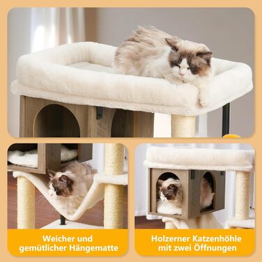 Котячий будиночок з дряпалкою Heybly HCT017WB (Rustic Gray) - велика платформа 54x40 см, висота 57.5 см