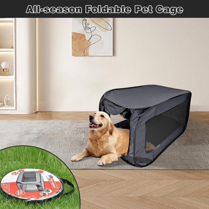 Транспортна переноска для собак та котів, складана, 92×52×52 см, сіра. Міцна переноска з оксфордської тканини з подвійними дверцятами, для подорожей та дому. Підходить для тварин до 29,5 кг