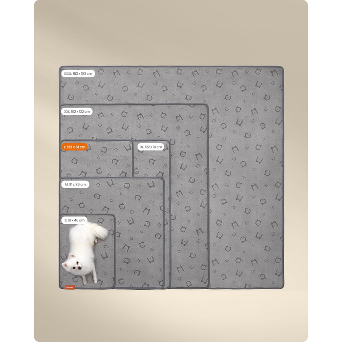 Водонепроникний килимок для собак Feandrea (2 шт.), 122 x 61 см, сірий - для кроликів, хом'яків, морських свинок