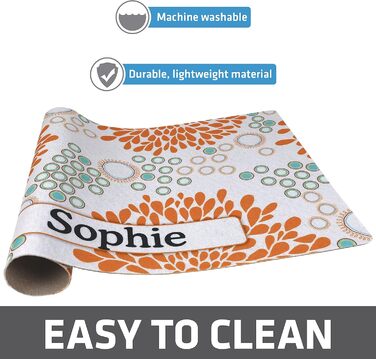 Drymate килимок для годівлі домашніх тварин - персоналізований килимок під миску для собак та котів (з перероблених волокон, можна прати в машині), розмір Small - 12' x 20', Paw Dots - Black Small (12' x 20') Paw Dots – Schwarz (Small (12' x 20'), помаран