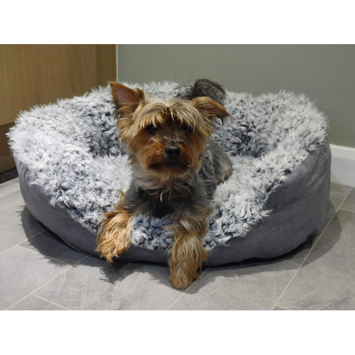 Крісло-ліжко для собак Rosewood Luxus Small, сіре, 50 см, з антиковзною основою, машинне прання (53 x 63 x 23 см)