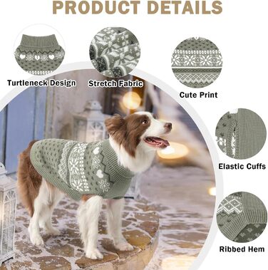 Светр для собак SCENEREAL: теплий, м'який, з високим коміром, для великих, середніх та маленьких собак. Ідеальний для святкування Різдва!