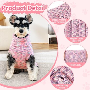 Пуловер для собак SlowTon, рожевий, для маленьких та середніх порід, з отвором для повідка, теплий в'язаний пуловер для джек-рассел-тер'єрів, розмір M