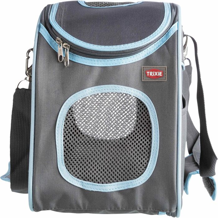 Тріксі Сумка для собак Альїсон - містка, з кріпленням для тележки, верхнє відкривання, ремінь на плече, вбудований поводок, м'яка підкладка, 20 x 29 x 43 см, до 8 кг, сіро-блакитна, 28856