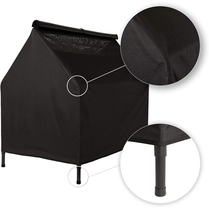 Лежанка для собак Lionto Outdoor з дахом, 110x75x105 см, водовідштовхувальне, зносостійке оксфордське полотно та дихаюче сітко, піднята лежанка з знімними ніжками, для собак до 60 кг, чорний колір