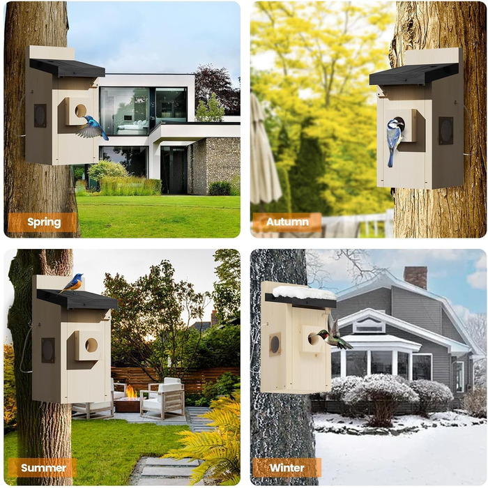 Будиночок для птахів з камерою 4MP HD, WiFi, водостійкий, нічне бачення, автоматичний запис, сповіщення в додатку, для спостереження за гніздуванням