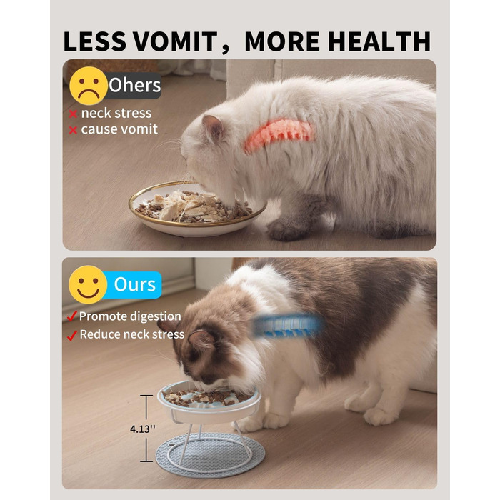 Підвищений миска для котів TRUNDISAN: проти блювоти, для здорового травлення та контролю ваги. Міцний та довговічний.