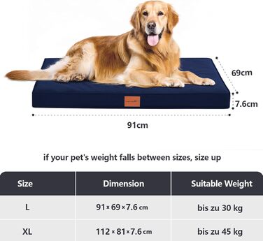 Ортопедичне ліжко для собак WAVVE, ліжко-софа для середніх собак з піною 