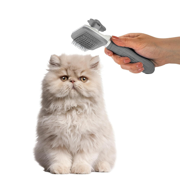 Щітка для вичісування шерсті NICE PAWS, самоочищувальна, для собак і котів, видаляє підшерсток та ковтуни, масажна, для довгої та короткої шерсті, рожева/сіра/блакитна