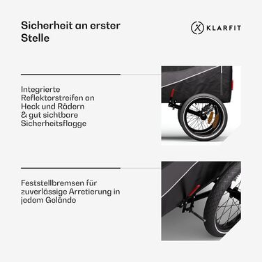 Причіп для собак Klarfit Goldie Home, 334 л, водовідштовхувальний, для дому та вулиці, вантажопідйомність 40 кг, складаний, 16-дюймові колеса