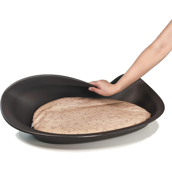 Квітковий лежак для домашніх тварин Richell, овальний, пластиковий, маленький, водонепроникний, з знімним подушечкою 100% поліестер, коричневий, L 54 x B 41 x H 18 см