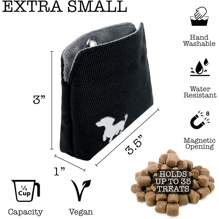 Сумка для ласощів Swaggly Leckerlibeutel – для дресирування собак, маленьких собак, з магнітною застібкою, чорна з червоною (сірою) внутрішньою стороною