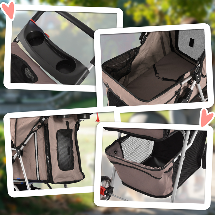 PawHut Dog Stroller Баггі для собак і кішок, багатокольоровий (кавово-коричневий)| Аосом