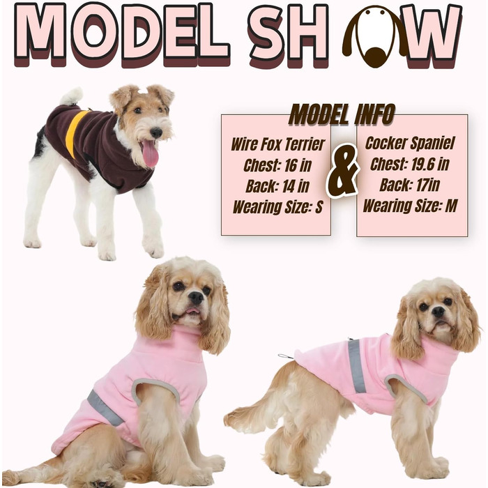 Тепла флісова жилетка для собак 5-в-1 з отвором для повідка, для середніх собак (Cocker, Spaniel), коричнева