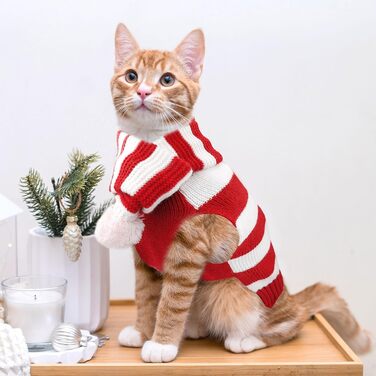 Набір святкового одягу для собак на Новий Рік: теплий пуловер та шалик для тварин, розмір M, червоно-білий