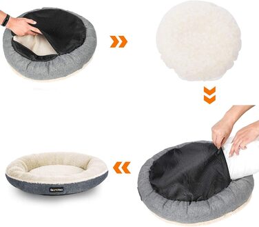 Кругле ліжко для собак та котів Feandrea, діаметр 75 см, сірий колір