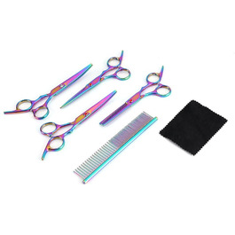 Набір для грумінгу тварин Pssopp: 6 штук, ножиці для стрижки та фінальної обробки, з нержавіючої сталі, для собак та котів