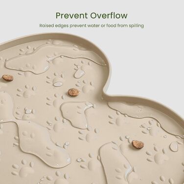 Килимок для годування собак та котів PWTAA, силіконовий, неслизький, з високим бордюром, 81x41 см, бежевий