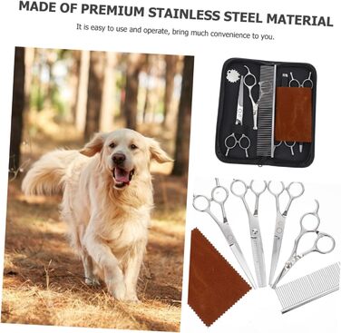 Ножиці для стрижки шерсті собак з нержавіючої сталі - практичні ножиці для грумінгу домашніх тварин з округлими кінцями для точного підстригання шерсті та безпечної роботи