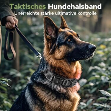 Тактичне собаче нашийник DE JIARUI з ручкою, водонепроникний Airtag нашийник для собак, товстий регульований нашийник для собак з м'якою підкладкою, металева застібка для середніх та великих собак (зелений, M(15'-19')) Зелений L(18'-23') (чорний, L(18'-23