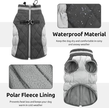 Водонепроникний зимовий одяг для собак - куртка для дрібних порід (Даксель, Бульдог, Чихуахуа) сірого кольору