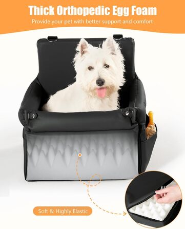 Автокрісло для собак, підвищувач для собак, автокрісло з підсумками, повідком, для тварин до 13,6 кг, шкіряне покриття