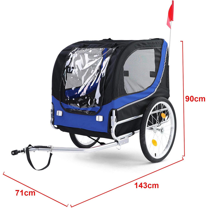 Причіп для велосипеда для собак, складний, блакитно-чорний, до 40 кг