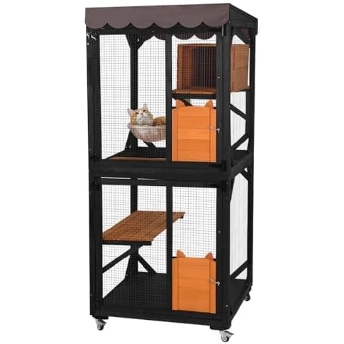 Кітче (Catio) для котів X-ZONE: вулиця, будинок, ліжко, дряпка, 80x80x182.5 см (сірий)